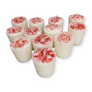 White Barn Candy Cane Red & White Wax Votive Candles Lot of 12 NWT